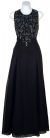 A-line Full Length Formal Dress with Beaded Bodice in Navy